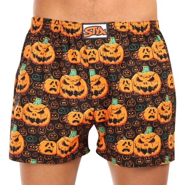 Pánské trenky Styx art klasická guma nadrozměr Halloween dýně (E1755) 3XL