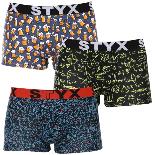 3PACK pánské boxerky Styx art sportovní guma vícebarevné (3G12672) M