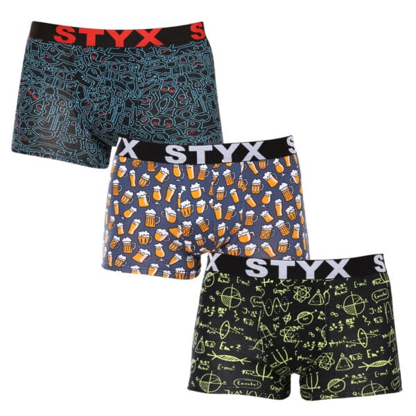 3PACK pánské boxerky Styx art sportovní guma vícebarevné (3G12672/2) M