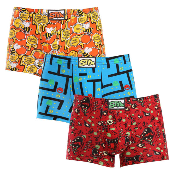 3PACK pánské boxerky Styx art klasická guma vícebarevné (3Q12914) XL