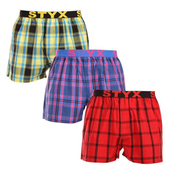 3PACK pánské trenky Styx sportovní guma vícebarevné (3B103133) L