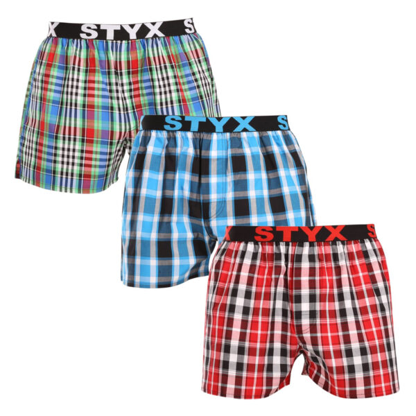 3PACK pánské trenky Styx sportovní guma vícebarevné (3B103436) L