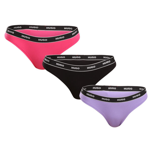 3PACK dámská tanga HUGO vícebarevná (50480150 962) XXL