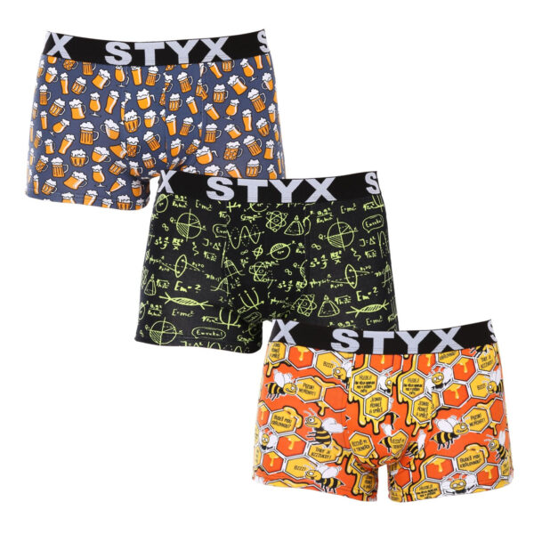 3PACK pánské boxerky Styx art sportovní guma vícebarevné (3G13724) M