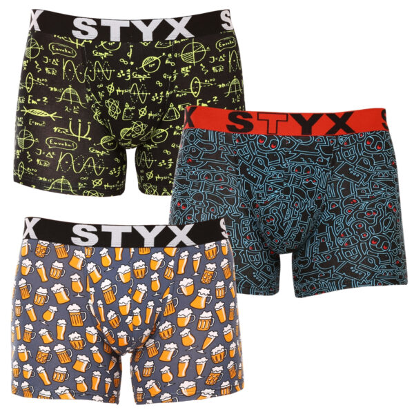 3PACK pánské boxerky Styx long art sportovní guma vícebarevné (3U12672) L