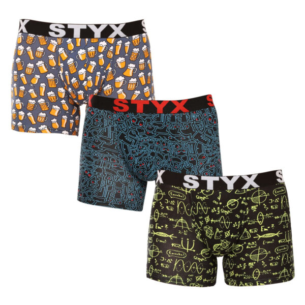 3PACK pánské boxerky Styx long art sportovní guma vícebarevné (3U12672/2) L