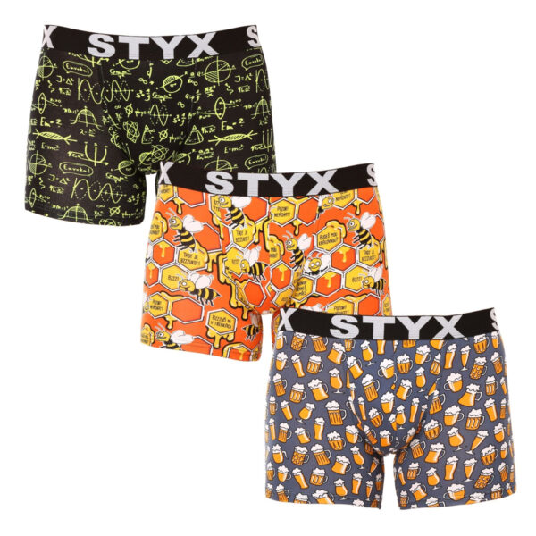 3PACK pánské boxerky Styx long art sportovní guma vícebarevné (3U13724) L