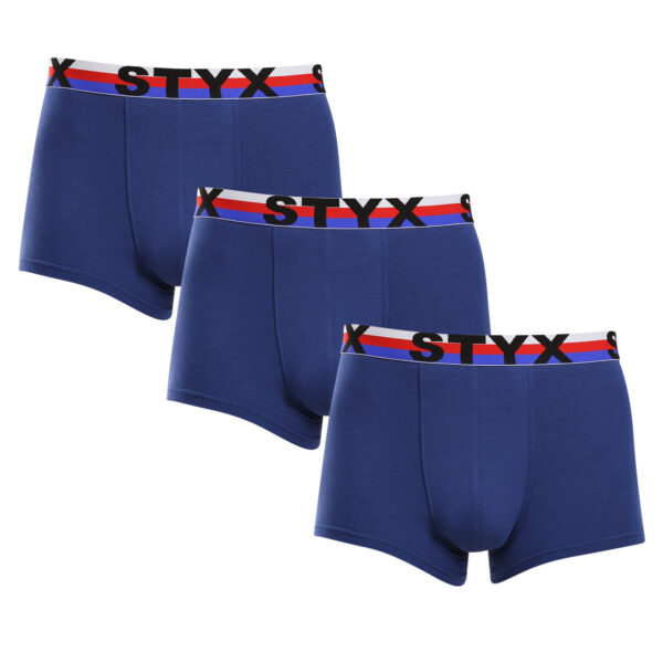 3PACK pánské boxerky Styx sportovní guma tmavě modré trikolóra (3G1968) L