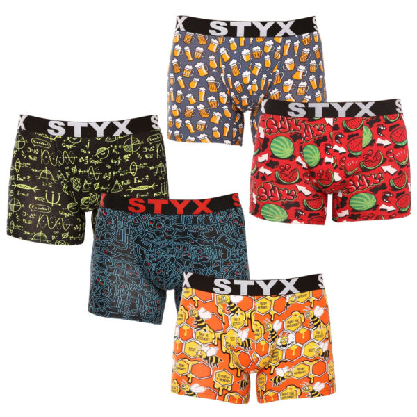 5PACK pánské boxerky Styx long art sportovní guma vícebarevné (5U1267924) XXL