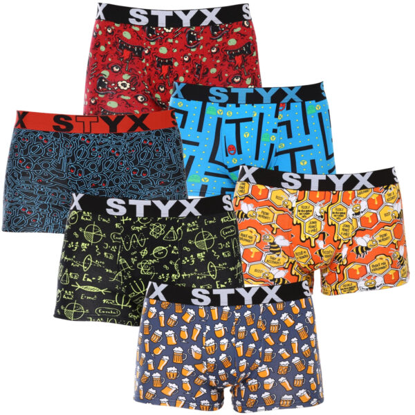 6PACK pánské boxerky Styx art sportovní guma vícebarevné (6G12697124) M