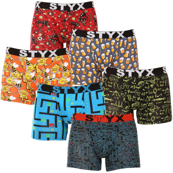 6PACK pánské boxerky Styx long art sportovní guma vícebarevné (6U12697124) L