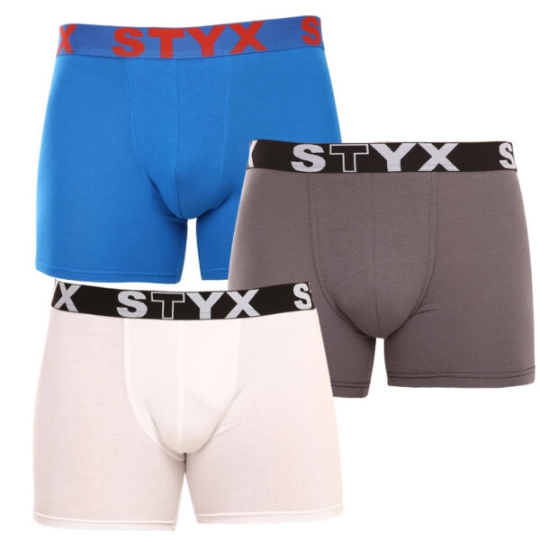 3PACK pánské boxerky Styx long sportovní guma vícebarevné (3U10137) L