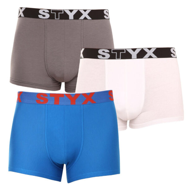 3PACK pánské boxerky Styx sportovní guma vícebarevné (3G10137) L