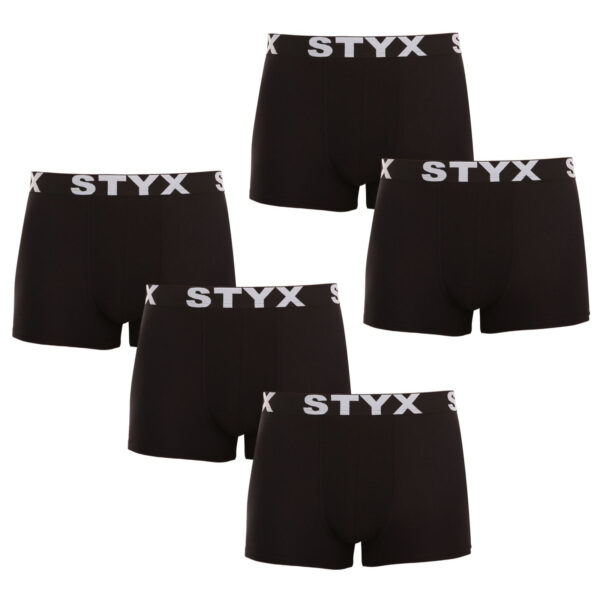 5PACK pánské boxerky Styx sportovní guma černé (5G960) S