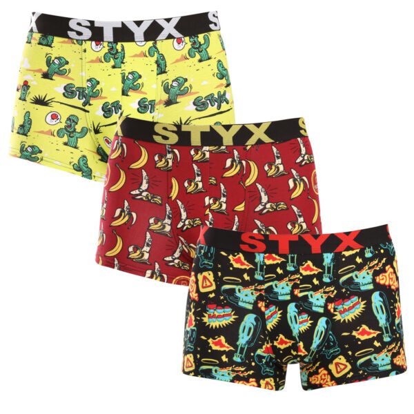 3PACK pánské boxerky Styx art sportovní guma vícebarevné (3G13198) M