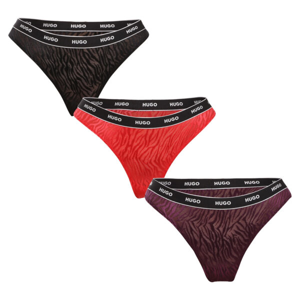 3PACK dámská tanga HUGO vícebarevná (50523829 961) XXL