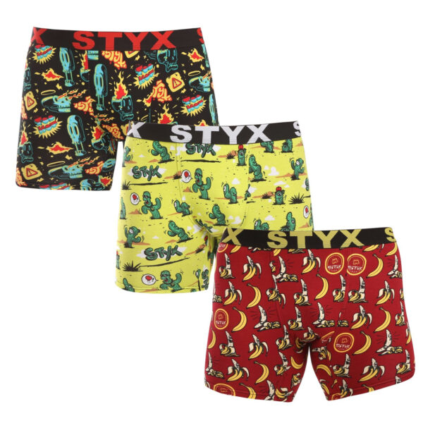 3PACK pánské boxerky Styx long art sportovní guma vícebarevné (3UN13198) L